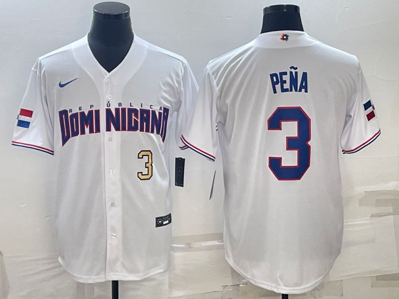 Men 2025 World Cup Dominican #3 Pena White Nike MLB Jersey style 4->more jerseys->MLB Jersey